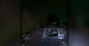 Veículo capotado após acidente na PR-218 em Astorga