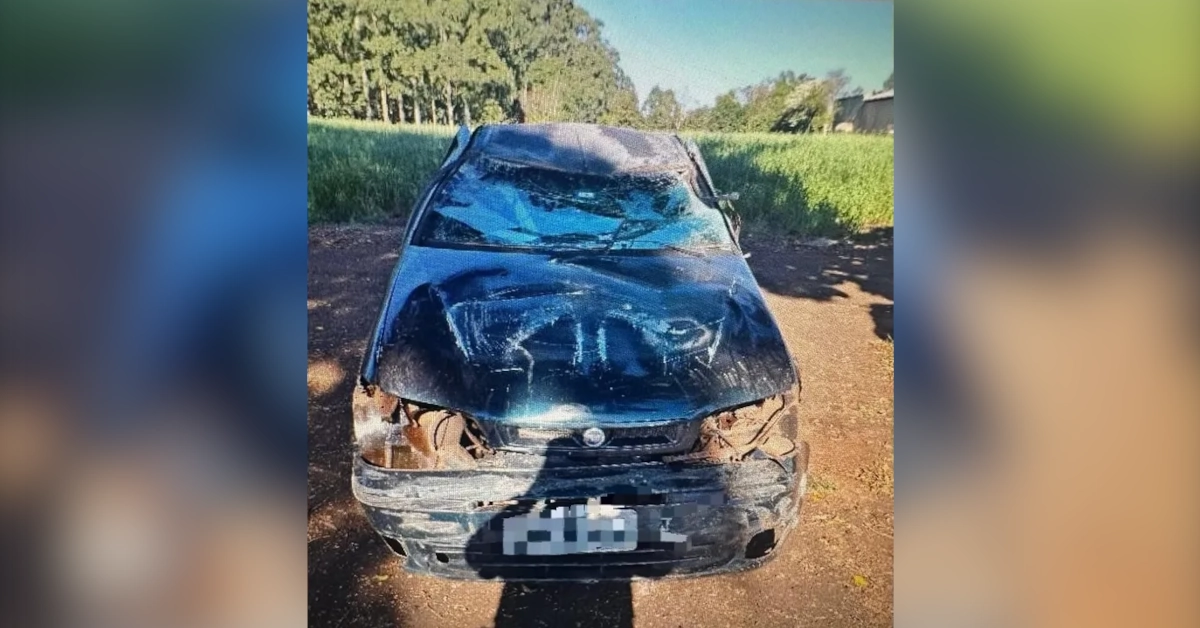 carro com placas de Arapongas após colisão na PR-986 em Rolândia