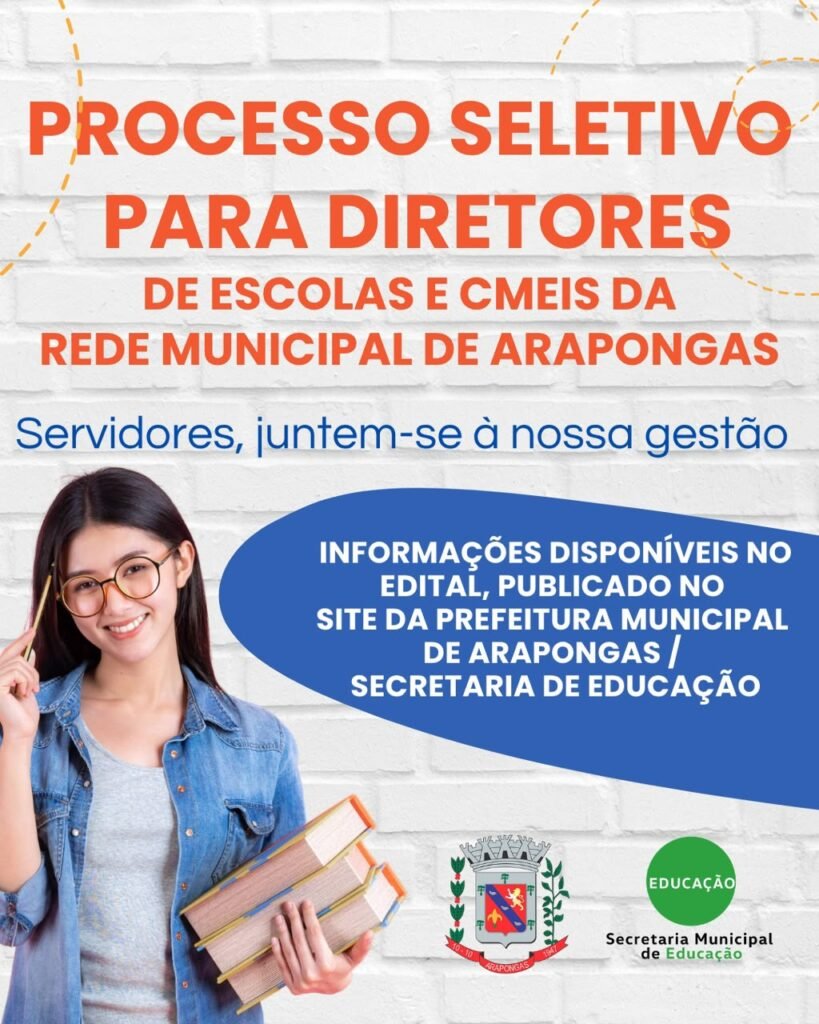 Arapongas lança edital para diretores escolares municipais 1 Arapongas lança edital para diretores escolares municipais