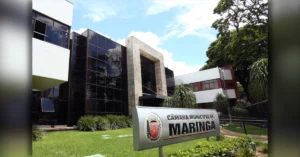 Concurso público da Câmara de Maringá: fachada da sede do Legislativo municipal em Maringá, no Paraná. Imagem retirada do site oficial da Câmara.