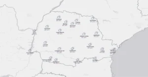 Mapa do Simepar ilustrando o alerta de tempestade com granizo no oeste paranaense e regiões vizinhas.